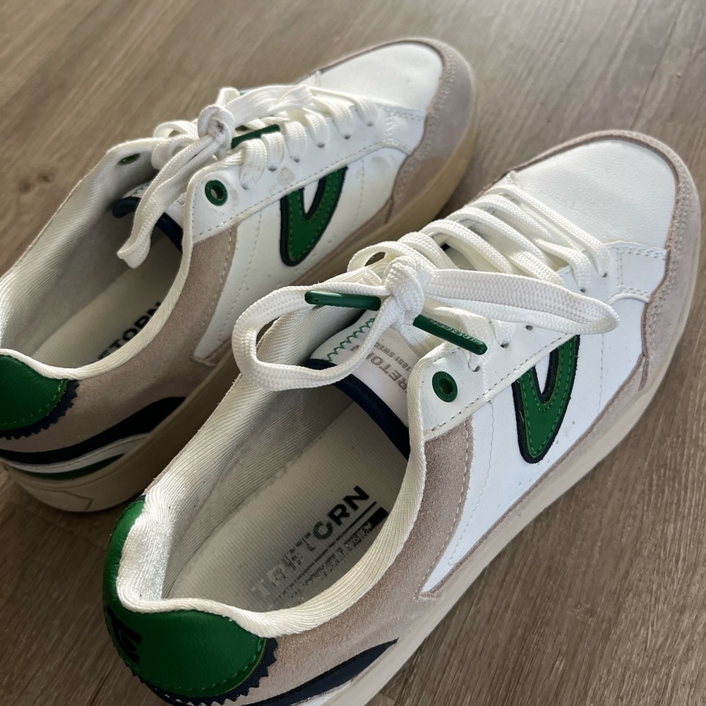 Tretorn White and Green Sneakers